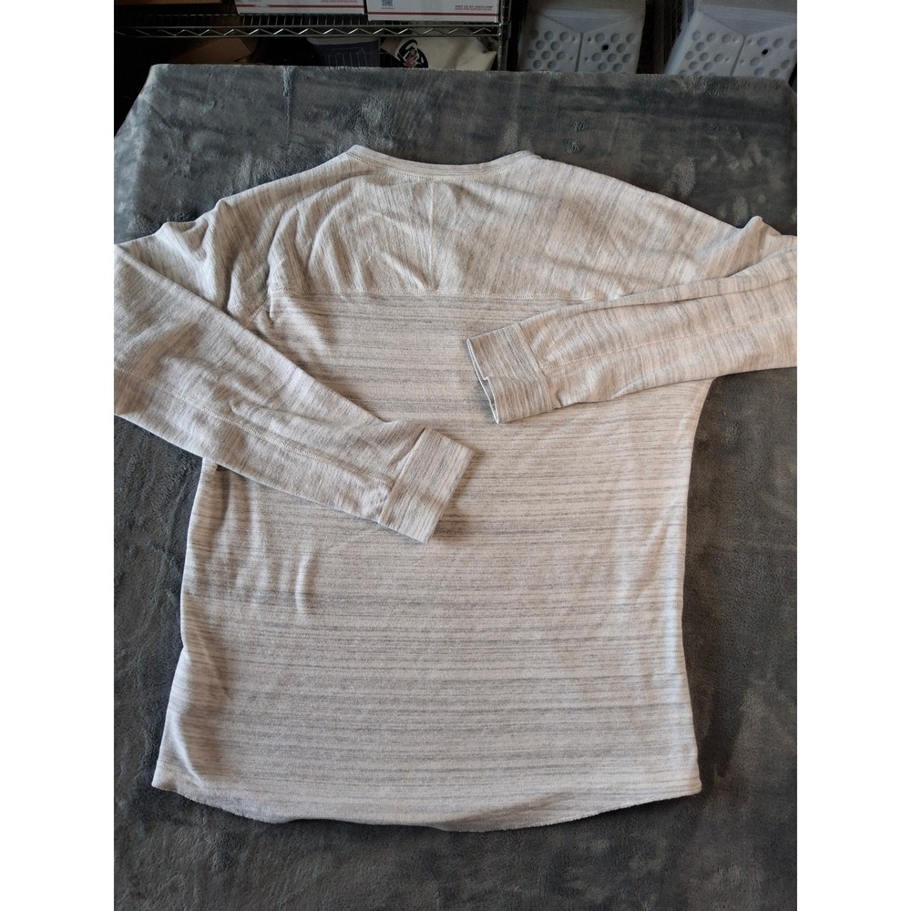 American Eagle Mens Henley Shirt Large Gray Space Dye Long Sleeve Raglan Knit - Picture 10 of 10